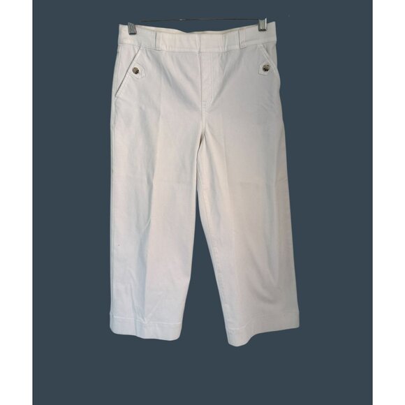 SPANX Stretch Twill Cropped Wide Leg Pant in White Size Large - Picture 2 of 8